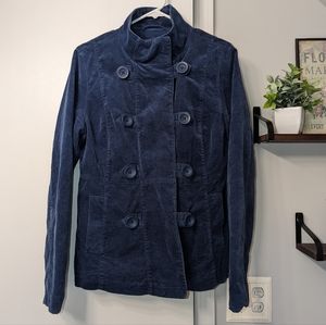 Blue Velvet Button Up Jacket